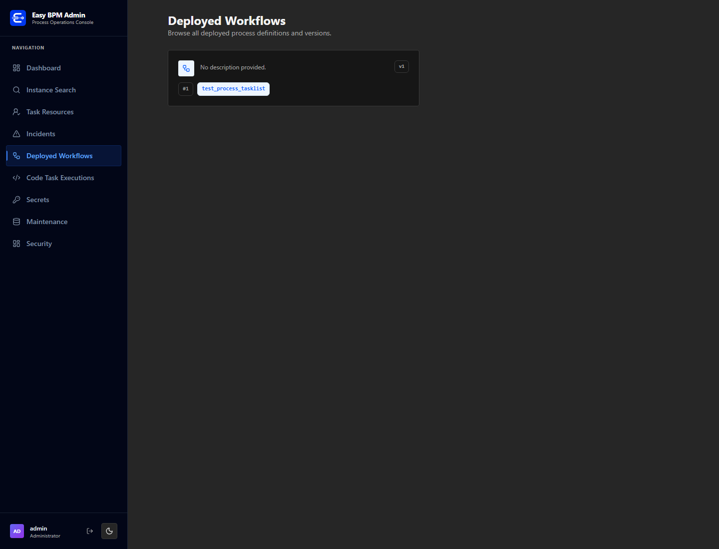 Deployed workflow catalog