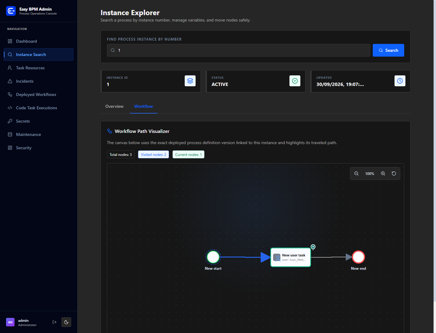 Workflow path for instance 1