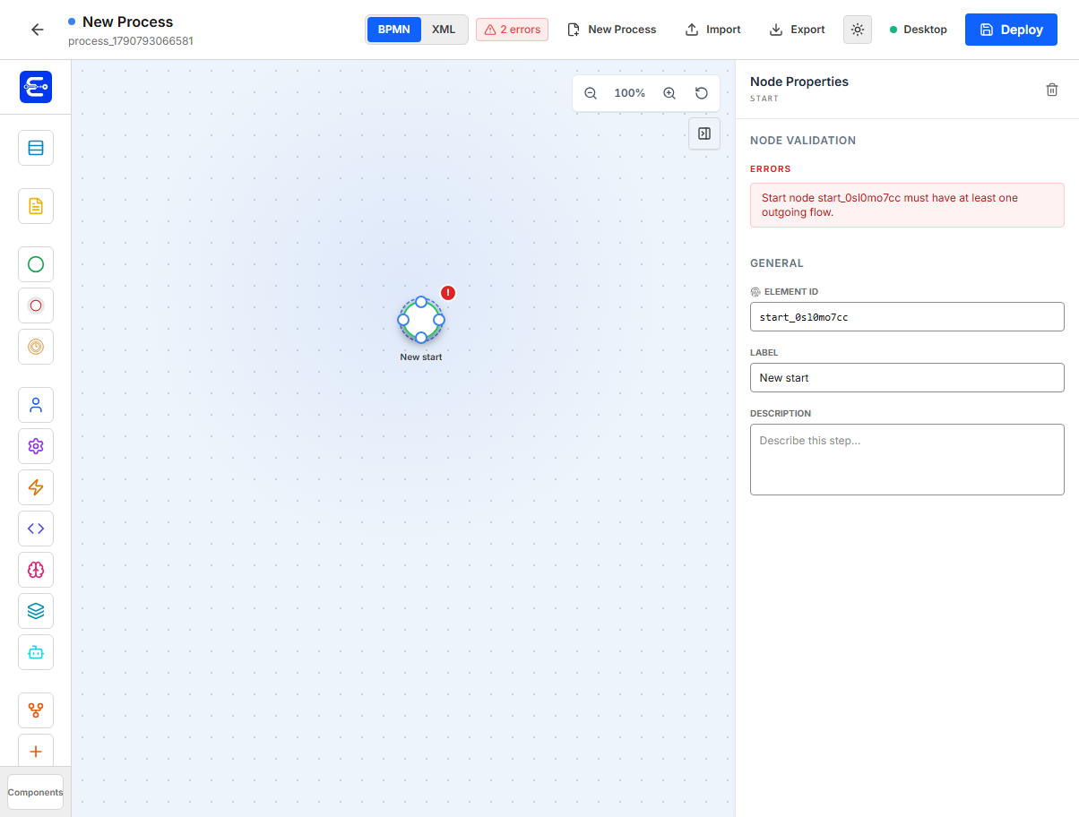 Start Event component